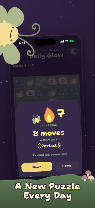 A new puzzle every day: a finished Daily Glow.